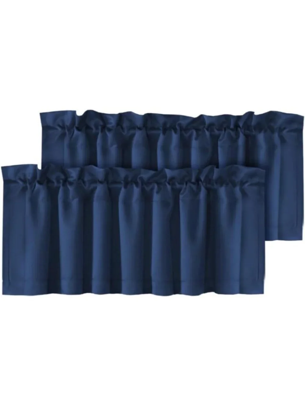 Navy Blue Blackout Valances for Windows | Short Rod Pocket Curtains, 2 Panels